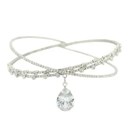 Colares pendentes Cristal de luxo em forma de gota para mulheres simples colar de garganta ajustável Jóias de casamento namorada GiftsPingente