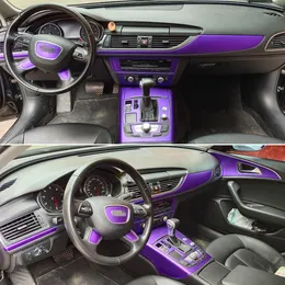 لـ Audi A6 C7 2012-2018 مقبض باب لوحة التحكم المركزي الداخلي 3D 5D ملصقات ألياف الكربون