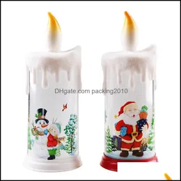 Mum ev dekor bahçesi Noel dekorasyon pvc mum ışığı LED Simed Alev Noel Baba Snowman Noel Hediyeler 22.5x9cm Damla Teslimat 20