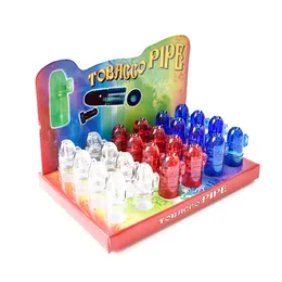 Dispenser di tabacco da fiuto in plastica Pipa da fumo Bullet Rocket Snorter Acrilico Sniff 4 colori Pill Box Case Rolling Machine Sigarette Tubi di tabacco Dabber Bubblers Bong d'acqua