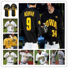 Xflsp College koszulka baseballowa szyta Iowa Hawkeyes czarna męska damska młodzieżowa dowolna nazwa i numer Mix Order