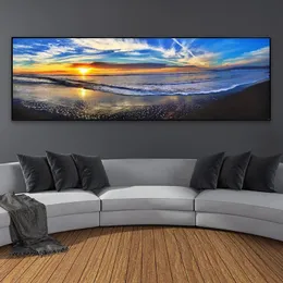 Nature krajobraz płótna malarstwo niebo morze Sunrise Mountain Malanin wydrukowane na płótnie plakat ścienny