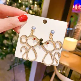 Dangle & Chandelier Earrings For Women Crystal Cute Fashion Girls Animal Jewelry Trend 2022 Mouse Rhinestone Drop BridalDangle