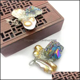 Pendant Necklaces Pendants Jewelry Natural Stone Pearl Irregar Shaped Colorf Semi-Precious Stones Ha Dhxta