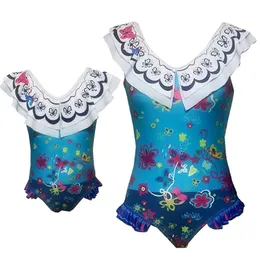 Family Matching Swimwear Girls Encanto Madrigal Cosplay Swimsuit Costume Girl And Mom Princess Mirabel Isabela 220425