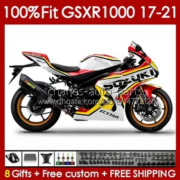 Stampo ad iniezione per SUZUKI GSX-R1000 GSXR 1000 CC K17 2017-2021 146No.155 Corpi GSXR-1000 GSXR1000 17 18 19 20 21 1000CC 2017 2018 2019 2020 2021 Carena OEM bianco lucido