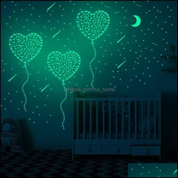 Wall Stickers Home Decor Garden 2021 New 3D Stars Glow In The Dark Luminous Fluorescent Drop Delivery 1Shwc