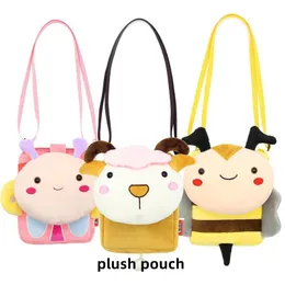 UPS New Plush Toy Children Animal Messenger Bag Plush Small Schoolbag Kindergarten Toys Cute Cartoon Girl One Shoulder Coin Purse Leisure Plushs Storage Bags