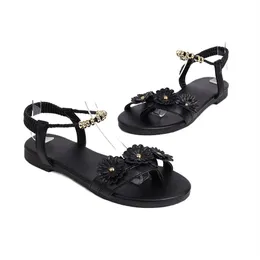 R 2024 Sandaler Flat Woman Zapatos Planos de Mujer Flip Toe Beach Shoes College Style Flower Rasteirinha Feminina 10807