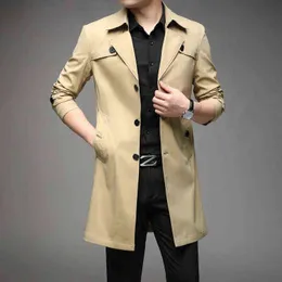 Thoshine Brand Spring Autumn Men Trench Coats Quality Quality Male Fashion Jackets Long بالإضافة إلى حجم 6XL L220725