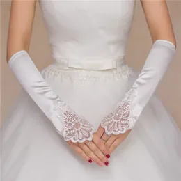 Schwarze Handschuhe Braut Hochzeit Retro Hochzeit Satin Hochzeitskleid Haken Fingerspitzen Pailletten kleine Blumenplattenmanschettenärmel