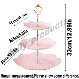 Cupcake Cake Plates 3 Tier Plastic Cake Fruit Plate Wedding Stand Afternoon Tea Cakes Party Tableware Dessert Three Layer Desserts Rack TL1298