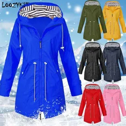 LoozyKit Women Jacket Coat Vattentät övergång Raincoat 2022 Utomhus Vandring Kläder Lätt Fashion Plus Storlek