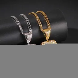 Silverguldskiva hänge halsband Mens Hip Hop Jewelry Fashion Watch Pendant Halsband223i