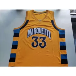 UF Chen37 Nadir Basketbol Forması Erkekler Gençlik Kadınlar Vintage #33 Jimmy Butler 33 Marquette Sarı Lise Koleji Beden S-5XL Özel herhangi bir isim veya numara