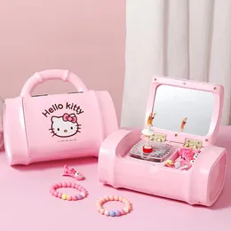 Decorative Objects & Figurines Colorful Flash Handbag Music Box With Mirror Creative Dance Little Girl Hello KT Jewelry Storage For Child