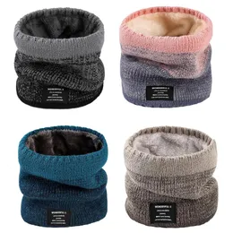 Winter Scarf For Women Fleece Ring Bandana Knitting Solid Knitted Neck Warmer Buff Thick Cashmere Headband Ski Mask