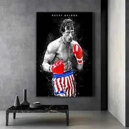 Modern Watercolor Abstract Rocky Balboa Boxing Bodybuilding Canva Painting Poster Print Wall Art Motivational Picture Home Decor
