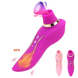 2 in 1 Starker Sog Vibrierender Dildo Klitoris Nippel Sucker Vibrator Dual Head Heizung Vagina Stimulation sexy Spielzeug Für Frau