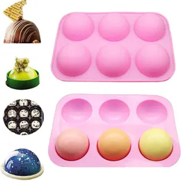 Многоцветный полукруг 6 Связанные шоколадные формы для выпечки силикона для выпечки полусфера Molud Chare Kitch Hot Bomb Cake Jelly Dome Mousse HH001
