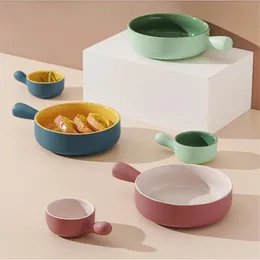 Dishes & Plates Plate One-handed Baking Pan Ceramic Dessert Salad Bowl Household Swing Sauce Baked Rice