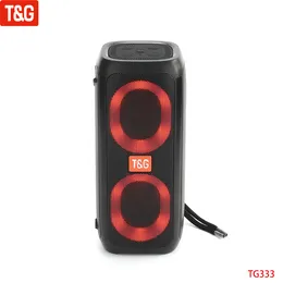 TG333 Portabel trådlös Bluetooth -högtalare Subwoofer Vattentät utomhushögtalare TF USB Stereo med telefonstativhögtalare
