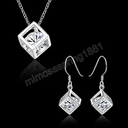 Серьги для подвесного ожерелья из тонкой хрустальной решетки 925 серебро для женских ювелирных изделий для модных вечеринок свадебные подарки