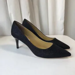 Moda 40 negro/plata/gris/oro brillo tacones zapatos PIEL DE BECERRO CUERO GENUINO 6.5cm sexy puntiagudo claasic brillante