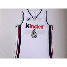 XFLSP 6 Manu Ginobili Kinder Bologna Basketbol Jersey Nakış Dikişli