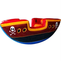 2.4x1.1x1.2m PVC Trampolines Inflatable Pirate Ship Seesaw Boat Air Sealing Air Viking Bounce Game Fun Easy For Kids