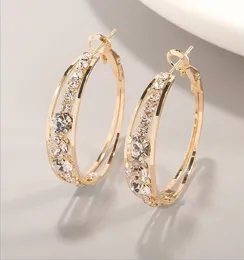 Orecchini a cerchio da donna con strass alla moda europea e americana, orecchini a cerchio, con diamanti, grandi, orecchini, accessori, regalo, prezzo all'ingrosso