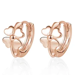 Stud Four-Leaf Ear Buckle Female Temperament Lucky Hoop Clover Simple Pure Heart Earrings