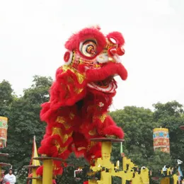 Costume da bambola mascotte 100% lana Arte popolare cinese Costume da mascotte di danza del leone Vestito per due adulti Mascotte natalizie Carnevale Halloween Xmas Ad Clot