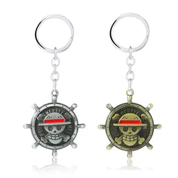 Keychains Japanese Anime One Piece Keychain Luffy Hat Rotatable Metal Pendant Keyring School Bag Car Key Holder Birthday Gift Men Women