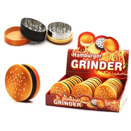 New Hamburger Herb Grinder 3 Layers 55mm Diameter Grinders Plastic Zinc Alloy Tobacco Herbal Grinder Hand Control Grinders Crusher Smoking Rigs