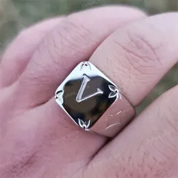 Män Retro 925 Sterling Silver Ring Designer Par Ringar Mode Kvinnors Fyrkant Ring Casual Hip Hop Kärlek Ringar Ornament Lyx Smycken Present