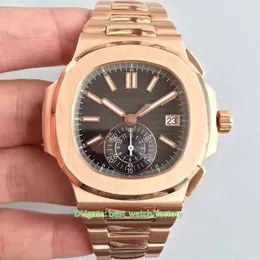 BP Factory Mens Watch Top Quality Watches 40,5mm Nautilus 5980/1R-001 18K Rose Gold 7750 Chronograph Cal.Ch 28-520 C Rörelsemekaniska automatiska armbandsur