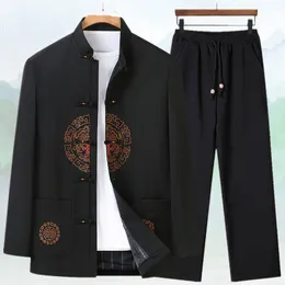 Roupas étnicas primavera outono de estilo chinês Tang Suit Men Jackets Casacos e calças Define masculino Button vintage Streetwear Windbreakerethnic Eth