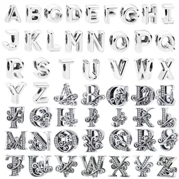 925 Sterling Silver Dangle Charm A-Z Letter beads 3 Series Alphabet Beads Bead Fit Pandora Charms Bracelet DIY Jewelry Accessories