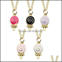 Colares pendentes Donut Lollipop colar Jewellery Colorf Spiral Cartoon Drop Deliver