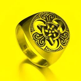 Ringas de cluster Vintage Punk estilo prata colorido titânio aço inoxidável Irish Celtics Knot Ring For Men Women Retro Jóias Tamanho 7-13cluster