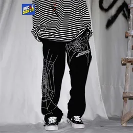Unkledonjm pająk haft haft w lupgy harem spodnie streetwear mężczyźni letnie hip hop swobodny spodnie mody męskie spodnie 220713