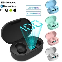 NEW E6S TWS Bluetooth 5.0 Earphone Wireless Bluetooth سماعة الرأس سماعات سماعات سماعات الرأس الرياضية الرياضية ميكروفون مع صندوق الشحن للهاتف المحمول الخلية الذكية