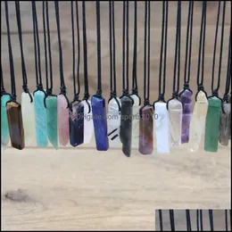 Konst och hantverk Reiki Chakra Natural Stone Slice Point Pendants Halsband Healing Amethyst Rose Quartz Lapis Labradorite WOM Sports2010 DHDAO