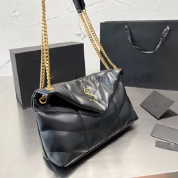 Damen-Handtasche mit Umschlag, gepolstert, gesteppt, Schulterklappe, Messenger-Taschen, Loulou Cloud Umhängetasche, Schaffell-Leder, einfarbig, Clutch-Tasche