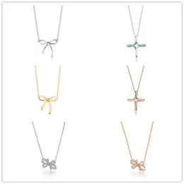 New designer s925 sterling silver luxury necklace for men and women DIY cross bow diamond pendant fashion temperament accessories ladies holiday jewelry gift