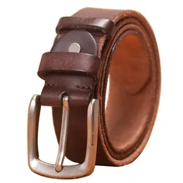 Cinture Cintura da uomo in pelle da uomo cinturino autentico maschile mucca marrone per fibbia ad ardiglione Jeans vintage Cintos MasculinosCinture