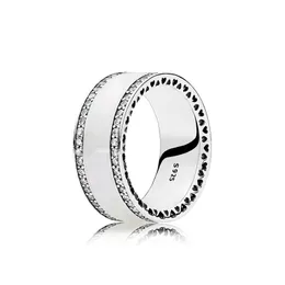 925 Sterling Silver Band Ringe 18K Roségold geplattet Frauen Hochzeit Liebe Herzen Designer Ring mit Originalbox für Pandora Pink Stone Ring