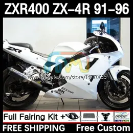 Full Body Kit för Kawasaki Ninja ZXR 400 CC ZX-4R ZXR400 91 92 93 94 95 96 COWLING 12DH.4 ZX4R 400CC ZX 4R ZXR-400 1991 1992 1993 1994 1995 1996 ABS FAIRING GLOSS VIT