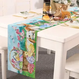 Bunny Egg Easter Table Runner Tyg Party Decoration Happy Eater Day For Home 220615